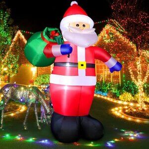 ⚡8 FT Christmas Inflatables Big Santa Carrying Presents Sack Outdoor Decorations